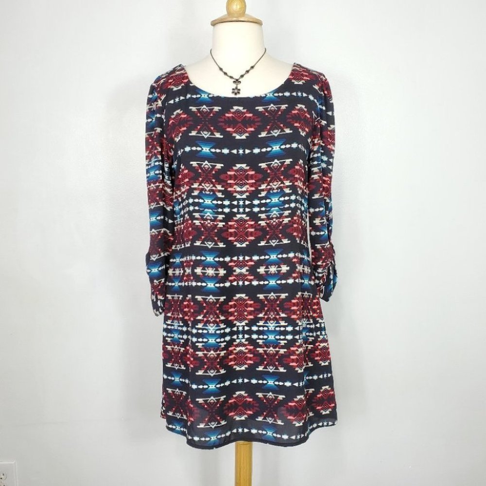 Speechless Tunic Tribal Shift Dress, XL (Juniors)